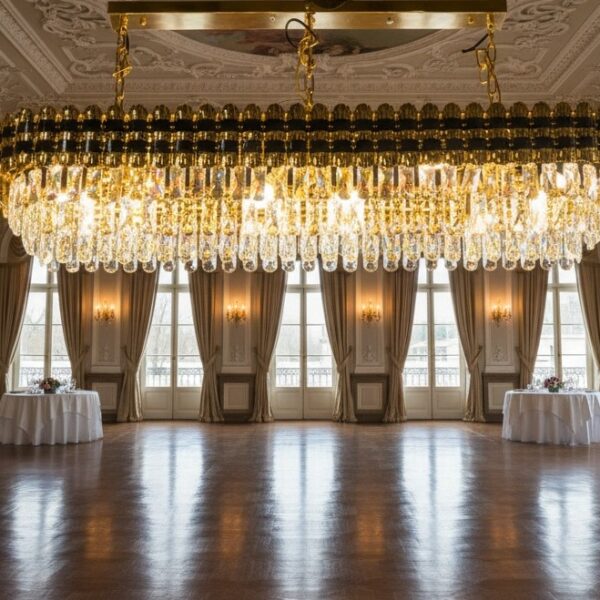 The Regent Bar: Sapphire & Gold Linear Chandelier