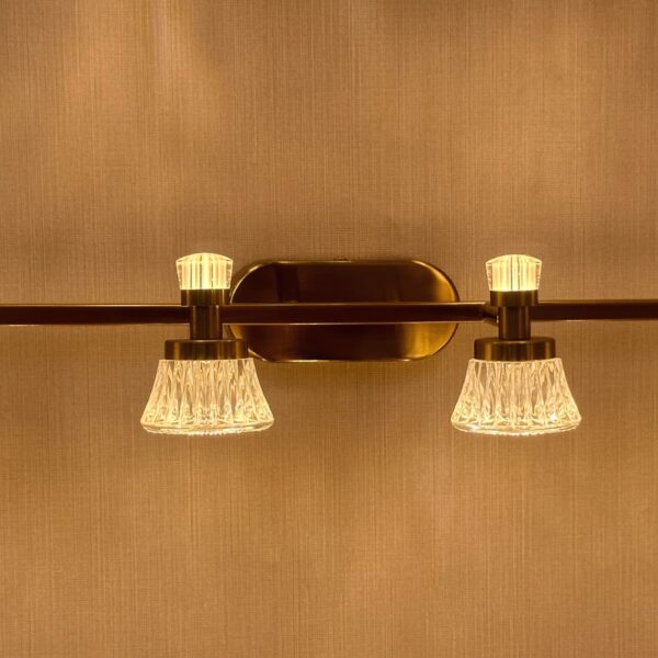 Aurum Prism Vanity Light – Brushed Brass & Cut Glass Cone Series