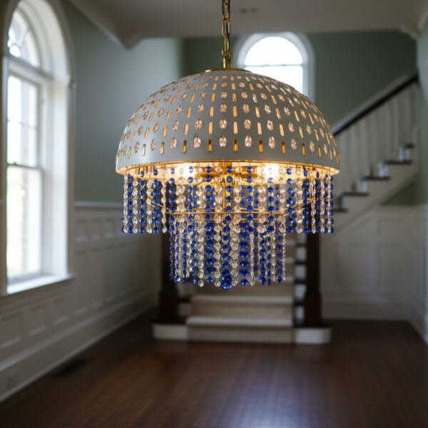 Blue Cascade Crystal Dome Chandelier
