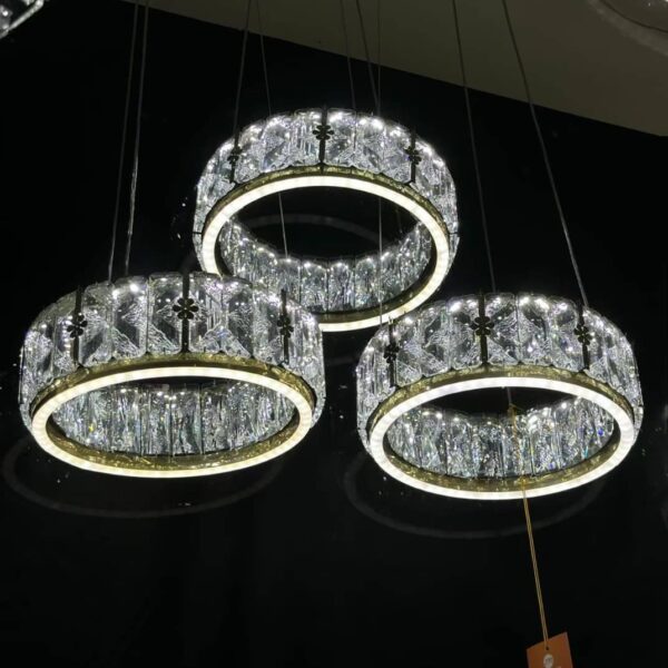 Tri-Ring Crystal Halo Chandelier