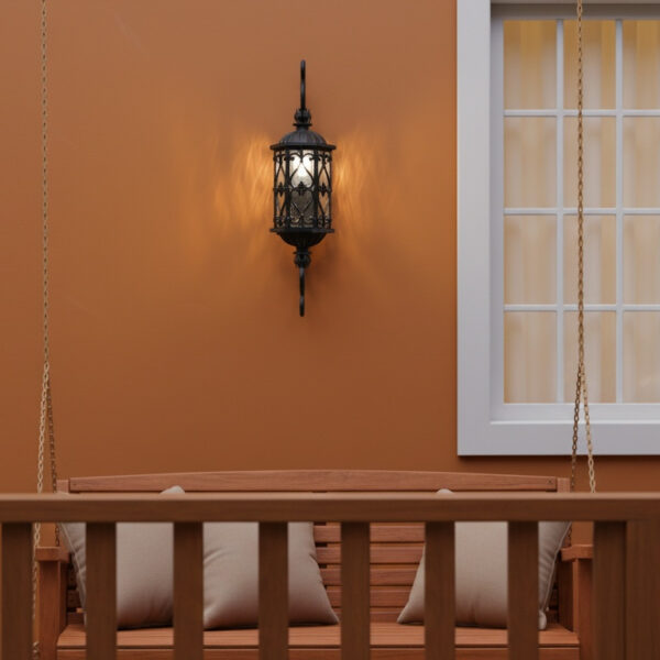 Imperial Ember Twin Lantern Street Lamp – Artisan Wrought Iron & Amber Glow