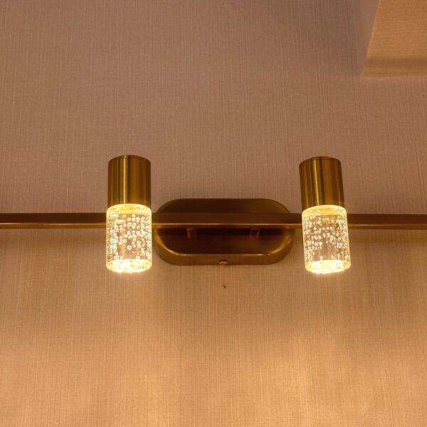 Aurum Cube Vanity Light – Brushed Brass & Frosted Glass Series