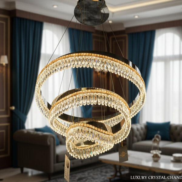 Triple Spiral Crystal Chandelier