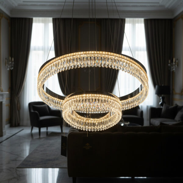 Graceful Double-Wave Crystal Chandelier
