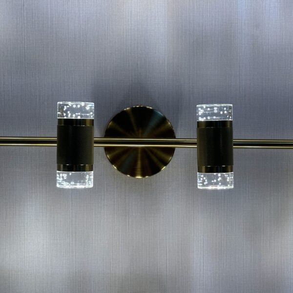 Aurum Beam Vanity Light – Brushed Brass & Crystal Cylinder Series