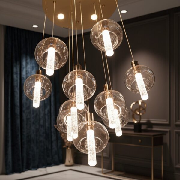 CELESTIA DROP — Globe & Rod Crystal Chandelier
