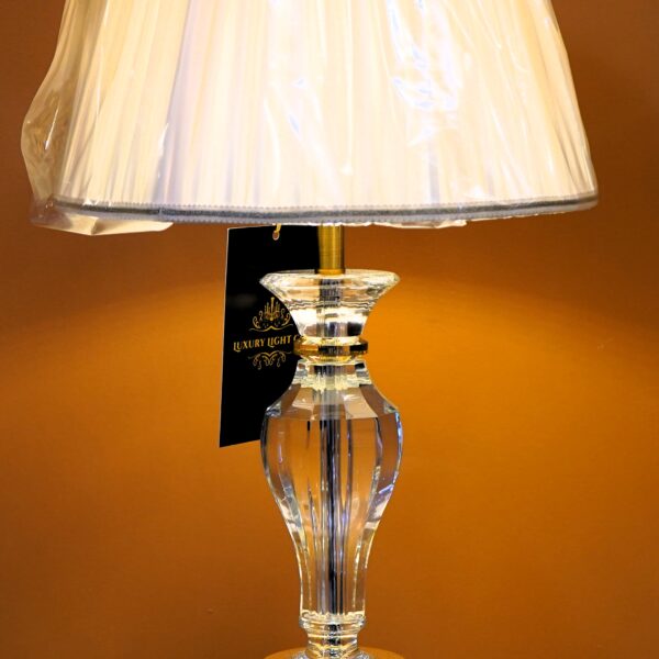 Crystal & Gold Table Lamp with Pleated Shade