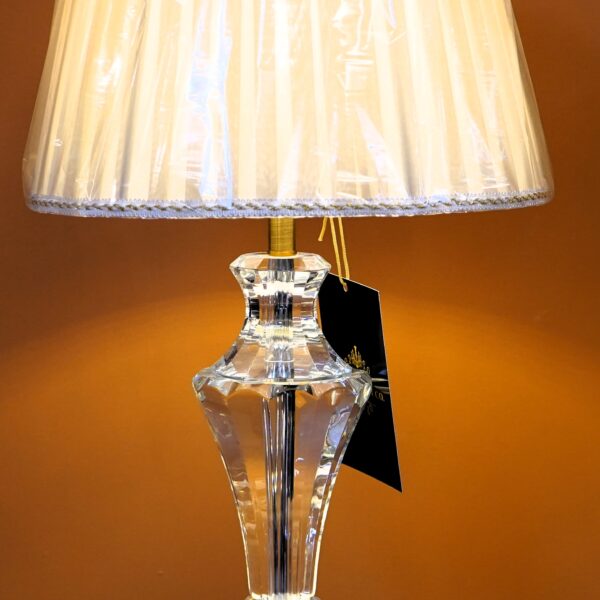 Sculpted Crystal Pillar Lamp with Gold Accents