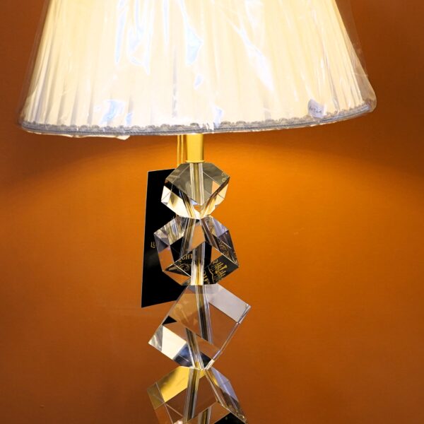 Stacked Crystal Cube Lamp with Gold Base