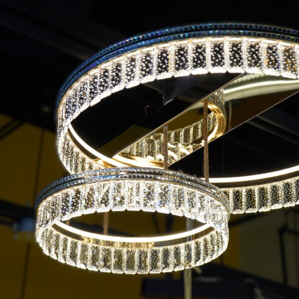 Interlocking Crystal Ring Flush Chandelier