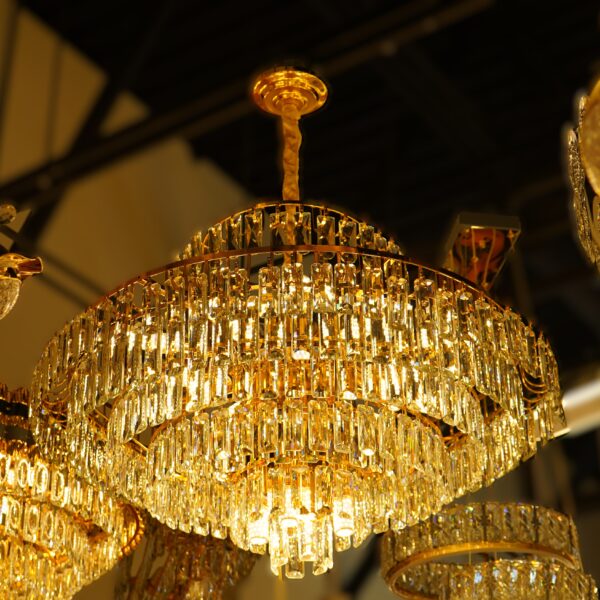 Aurora Dome: Vertical Crystal Chandelier