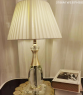 Gold-Tipped Crystal Lamp with Pleated Ivory Shade