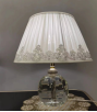 Ornate Crystal Globe Lamp with Embroidered Lace Shade
