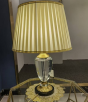 Gold-Crowned Crystal Table Lamp with Pleated Shade