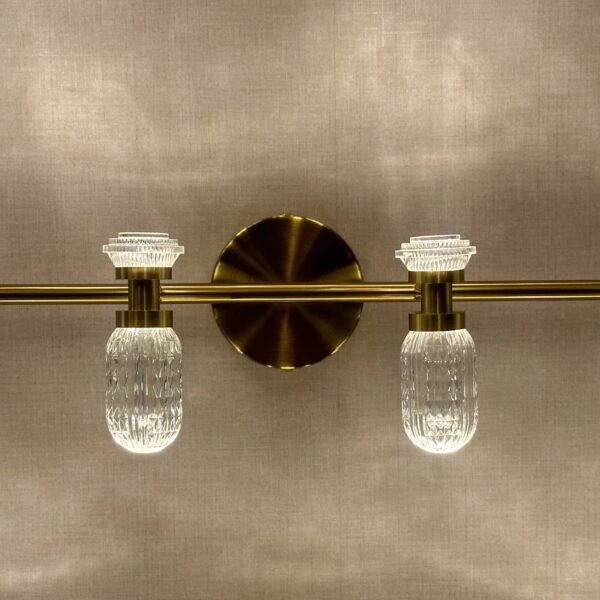 Luna Frost Vanity Light – Brushed Gold & Opal Crystal Series