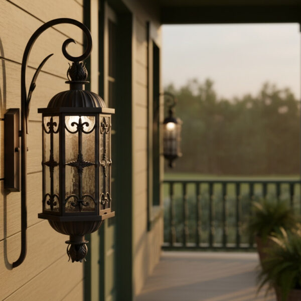 Celeste Noir Twin Lantern Street Lamp – Gothic Iron & Clear Glass Grandeur