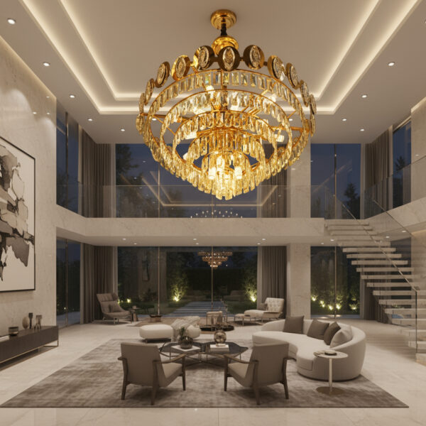 Imperial Cascade: The Oval Crown Crystal Chandelier