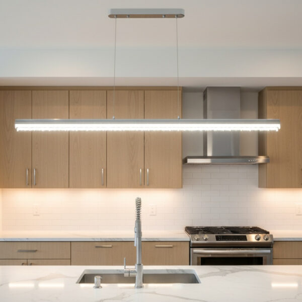 Axis Noir: Linear Pendant in Brushed Steel