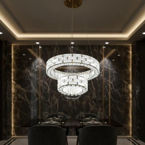 LuxuryLights Double Crystal Chandelier – Timeless Elegance for Your Home