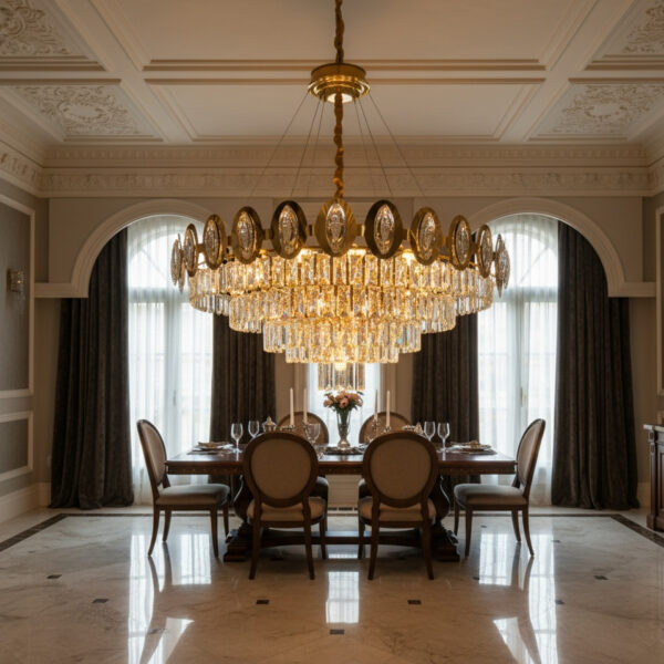 Imperial Cascade Oval Crown Crystal Chandelier