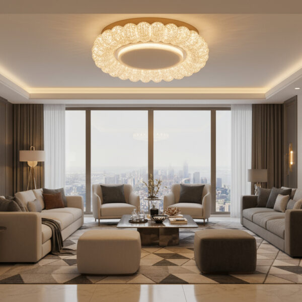 Aurelia Crown Crystal Halo Flush Mount Large