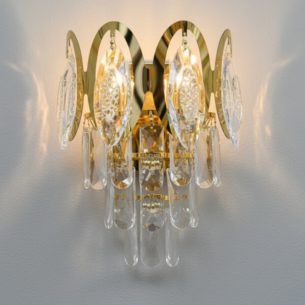 Golden Cascade Crystal Wall Sconce
