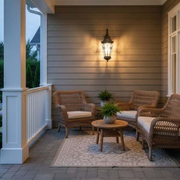 Golden Scroll Twin Lantern Street Lamp – Vintage Iron Elegance