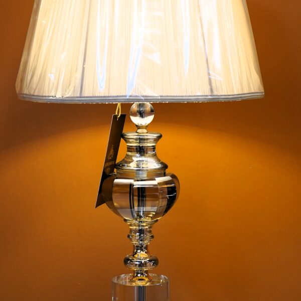 Crystal Column Table Lamp with Pleated Shade