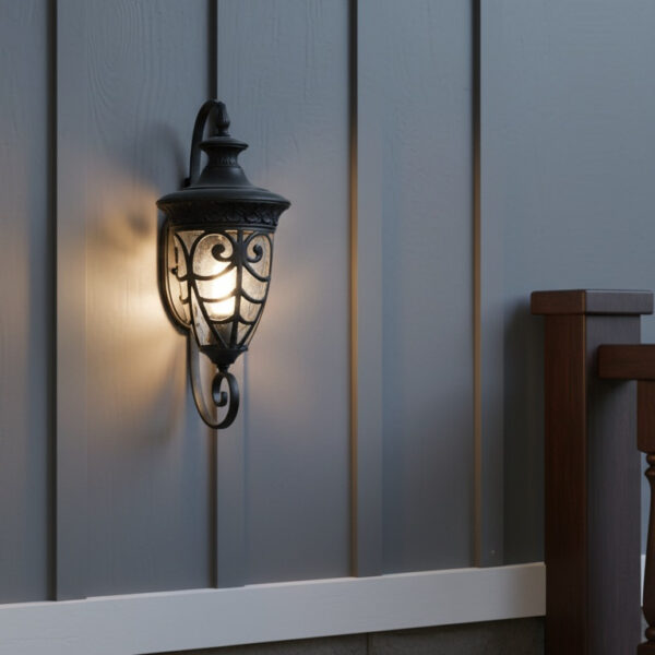 Baroque Scroll Wall Lantern – Midnight Iron Edition