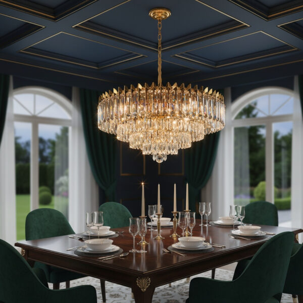 Noir Royale Black & Gold Crown Chandelier